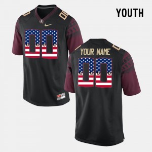 Youth Florida State Seminoles US Flag Fashion Black Custom #00 Jersey 708041-128