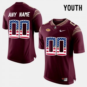 Youth Florida State Seminoles US Flag Fashion Red Custom #00 Jersey 496138-359