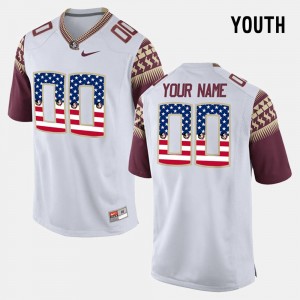 Youth Florida State Seminoles US Flag Fashion White Custom #00 Jersey 584460-969