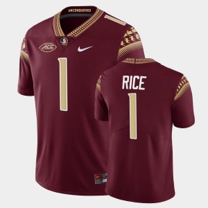 Men's Florida State Seminoles College Football Garnet Emmett Rice #1 2022 NFL draft Jersey 746445-594