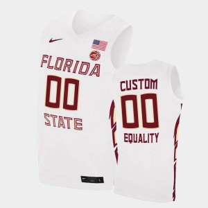 Men's Florida State Seminoles Equality College Basketball White Custom #00 Jersey 940042-133