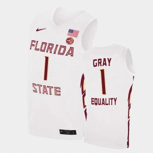 Men's Florida State Seminoles Equality College Basketball White Raiquan Gray #1 Jersey 403820-958