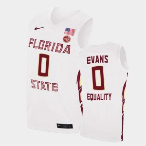 Men's Florida State Seminoles Equality College Basketball White RayQuan Evans #0 Jersey 469905-681