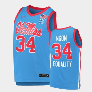 Men's Florida State Seminoles Equality College Basketball Blue Tanor Ngom #34 Replica Jersey 452891-331