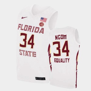 Men's Florida State Seminoles Equality College Basketball White Tanor Ngom #34 Jersey 264036-909