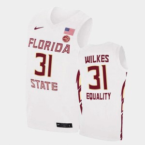 Men's Florida State Seminoles Equality College Basketball White Wyatt Wilkes #31 Jersey 403734-158