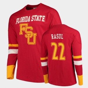 Men's Florida State Seminoles Old School Garnet Amir Rasul #22 Football Long Sleeve T-Shirt 617590-367