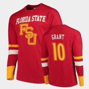 Men's Florida State Seminoles Old School Garnet Anthony Grant #10 Football Long Sleeve T-Shirt 757673-913