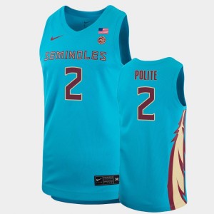 Men's Florida State Seminoles College Basketball Blue Anthony Polite #2 Basketball 2021 Alternate Jersey 353247-505