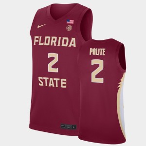Men's Florida State Seminoles College Basketball Red Anthony Polite #2 Basketball 2021 Replica Jersey 305465-427