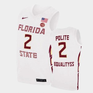 Men's Florida State Seminoles College Basketball White Anthony Polite #2 Basketball 2021 Swingman Jersey 772610-862