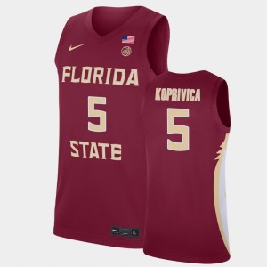 Men's Florida State Seminoles College Basketball Red Balsa Koprivica #5 Basketball 2021 Replica Jersey 603161-135
