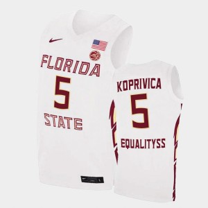 Men's Florida State Seminoles College Basketball White Balsa Koprivica #5 Basketball 2021 Swingman Jersey 909342-249