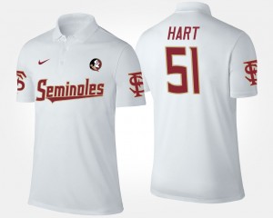 Men's Florida State Seminoles Name and Number White Bobby Hart #51 Polo 650550-923