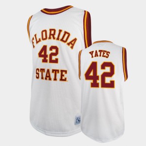 Men's Florida State Seminoles College Basketball White Cleveland Yates #42 Basketball Original Retro Jersey 710646-947