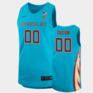 Men's Florida State Seminoles College Basketball Blue Custom #00 Basketball 2021 Alternate Jersey 533356-493