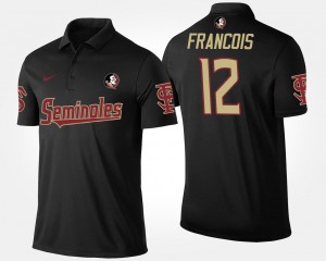 Men's Florida State Seminoles Name and Number Black Deondre Francois #12 Polo 170866-625
