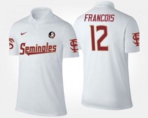 Men's Florida State Seminoles Name and Number White Deondre Francois #12 Polo 855203-896