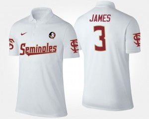 Men's Florida State Seminoles Name and Number White Derwin James #3 Polo 502919-546