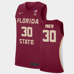 Men's Florida State Seminoles College Basketball Red Harrison Prieto #30 Basketball 2021 Replica Jersey 311075-534