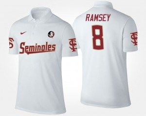Men's Florida State Seminoles Name and Number White Jalen Ramsey #8 Polo 229644-546