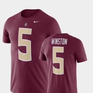 Men's Florida State Seminoles Name and Number Garnet Jameis Winston #5 Football Performance T-Shirt 180536-824
