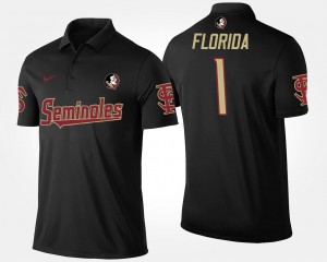 Men's Florida State Seminoles Name and Number Black #1 No.1 Short Sleeve Polo 185953-792