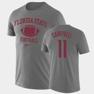 Men's Florida State Seminoles Retro Football Heathered Gray George Campbell #11 Legend Performance T-Shirt 299187-826