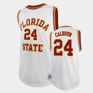 Men's Florida State Seminoles College Basketball White Sardaar Calhoun #24 Basketball Original Retro Jersey 288227-598