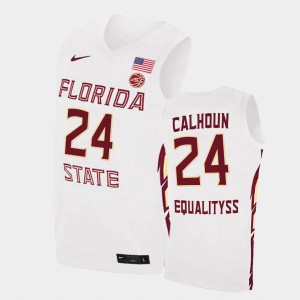 Men's Florida State Seminoles College Basketball White Sardaar Calhoun #24 Basketball 2021 Swingman Jersey 915484-283