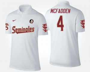 Men's Florida State Seminoles Name and Number White Tarvarus McFadden #4 Polo 531489-702