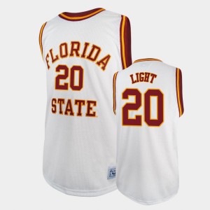 Men's Florida State Seminoles College Basketball White Travis Light #20 Basketball Original Retro Jersey 906676-790