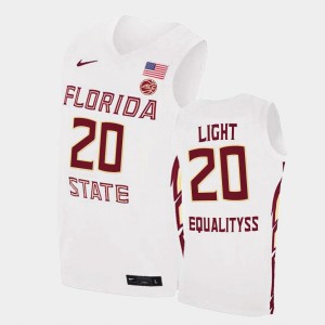 Men's Florida State Seminoles College Basketball White Travis Light #20 Basketball 2021 Swingman Jersey 755007-426